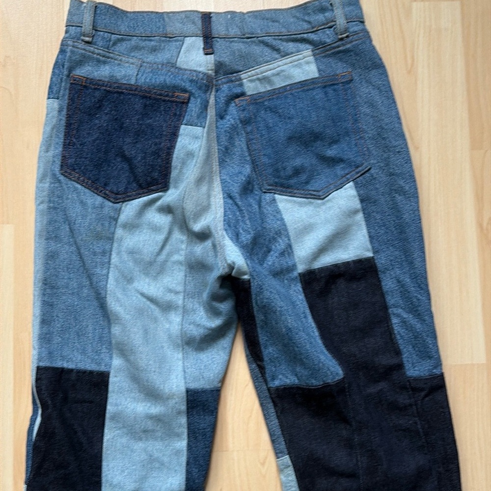 Reformation Patchwork High-Rise Jeans in Light and Dark Blue - Picture 5 of 12